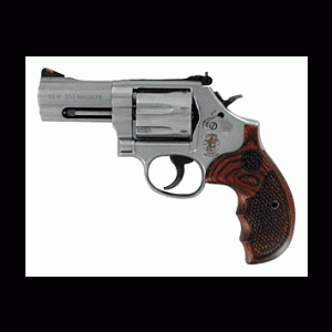 S&W 686 DELUXE 357 3" AS 7-SH ROUND BUTT CHECKERED WOOD GRIP